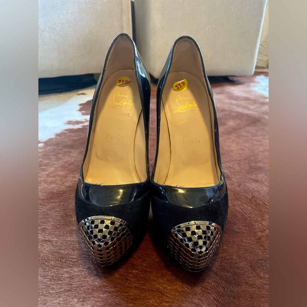Christian Louboutin Maggie 140 Black Pumps with Metal Detail